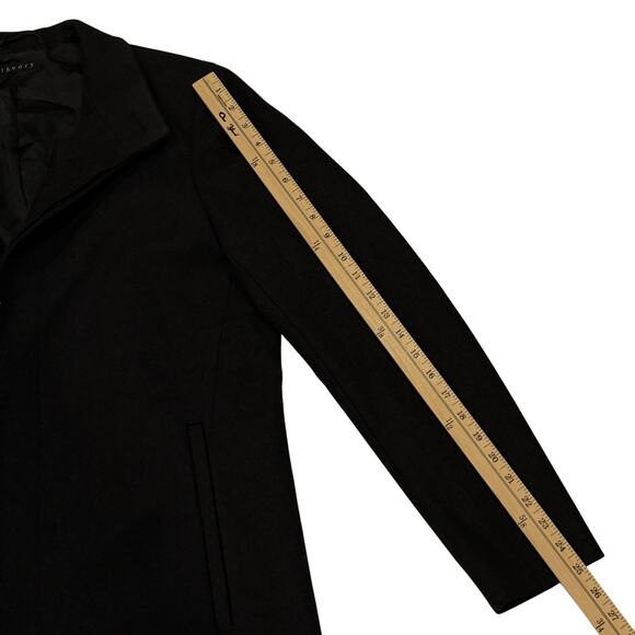 Theory Belvin Coat Mens Size Medium Black Wool Cashmere Blend Preppy Career - Picture 13 of 15